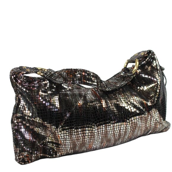 Hobo Gabor Bronze Silver Metallic Mosaic Shoulder Bag - Picture 4 of 9